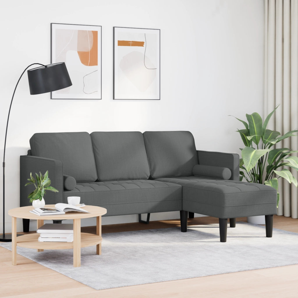 Divano angolare 3 posti  Grigio scuro 160 cm in tessuto