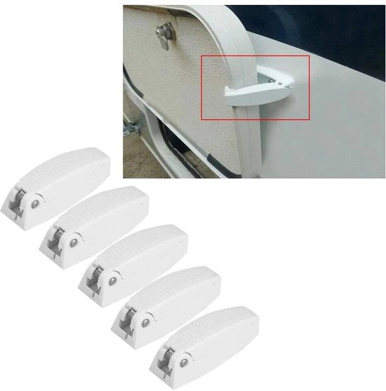Set di Sostegno Porta di 5 pezzi - Bloccaporta - Installazione Facile - Materiale ABS - Accessorio RV - Tieni Aperte le Porte - Sostegno Porta