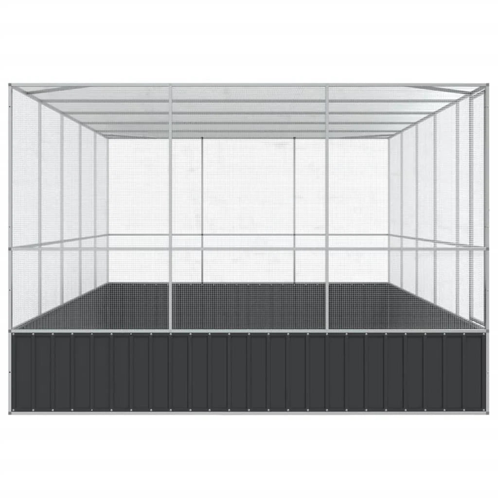 Voliera a gabbia con estensione in argento 518 x 307 x 212 cm acciaio argentato 02_0045657