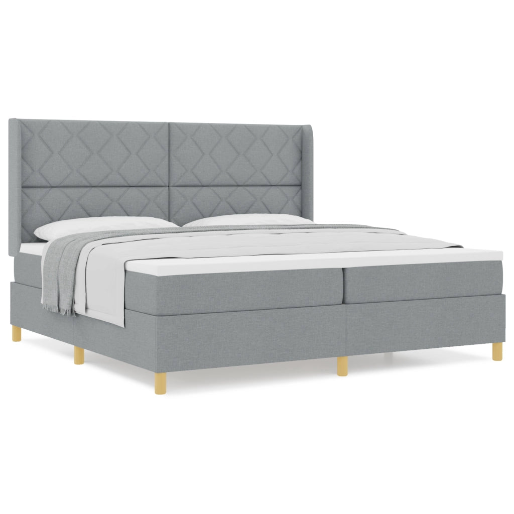 Letto a molle con materasso  Grigio chiaro 200x200 cm Tessuto