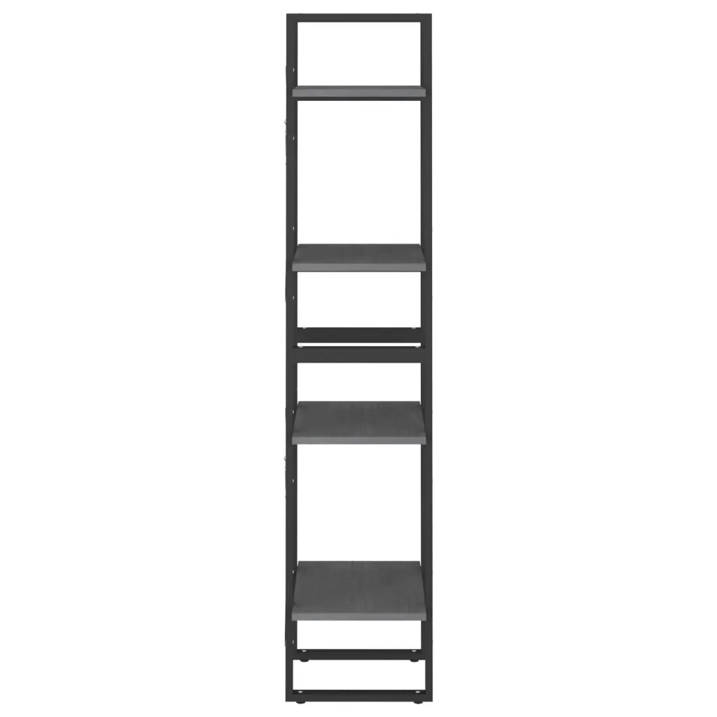 Libreria a 4 Ripiani-Scaffale per Libri-Mobile di Stoccaggio Grigia 40x30x140 cm in Massello di Pino
