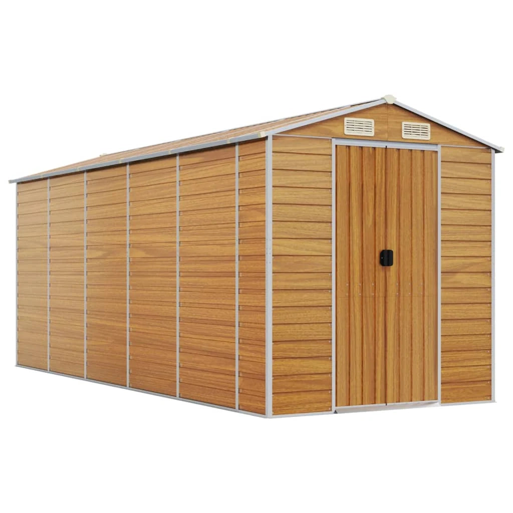 Casetta da giardino cabina ripostiglio casetta da esterno robusta casetta per attrezzi colore chiaro 191 x 470 x 198 cm acciaio zincato marrone 02_0022292