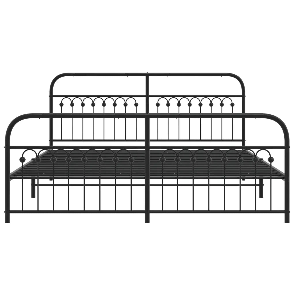 Giroletto con Testiera e Pediera Metallo Nero 183x203 cm 376622