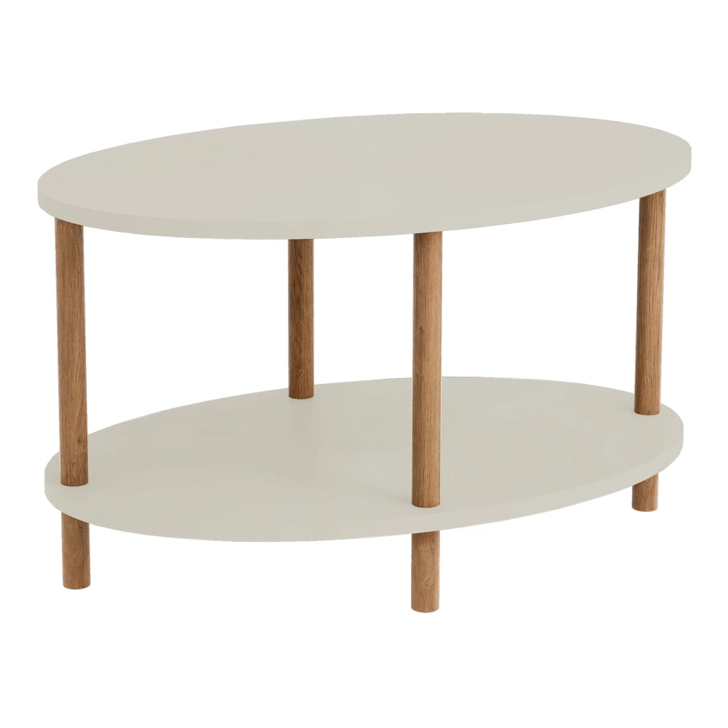 Tavolino da caffè ovale consolle laterale 43 x 70 x 44 cm greige naturale 03_0010827