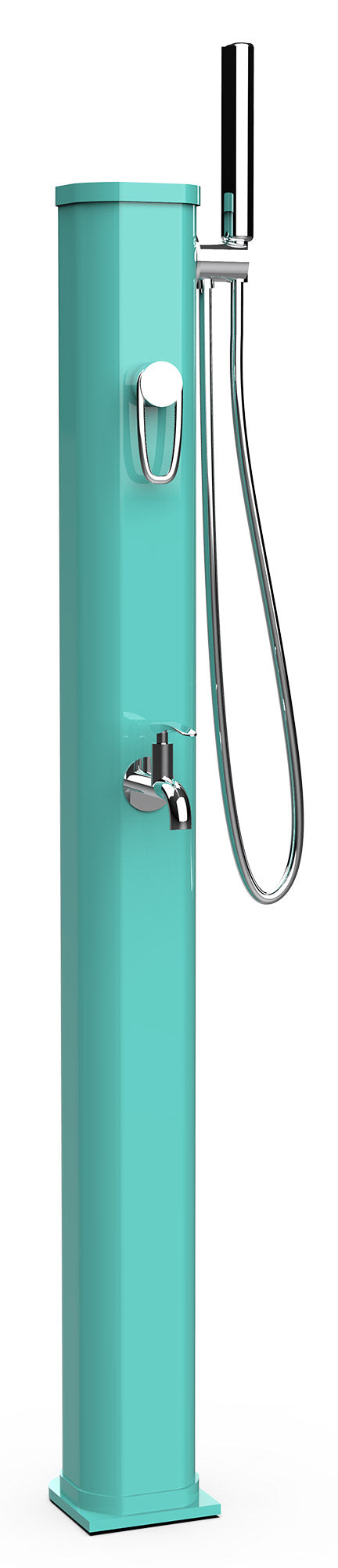 Mini Doccia Solare da Giardino 20L Miscelatore Lavapiedi e Doccetta Verde Opalino