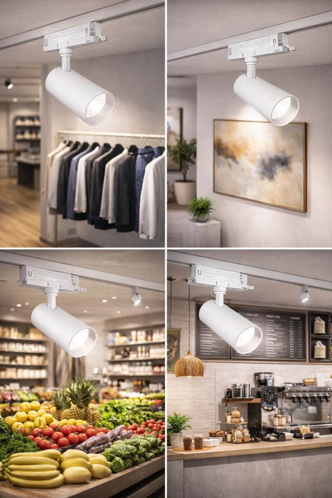 Faretto LED per Binario Trifase 30W Osram 2700 Lumen Fascio 30° IP20 Alluminio Bianco Luce Naturale 4000K Non Dimmerabile