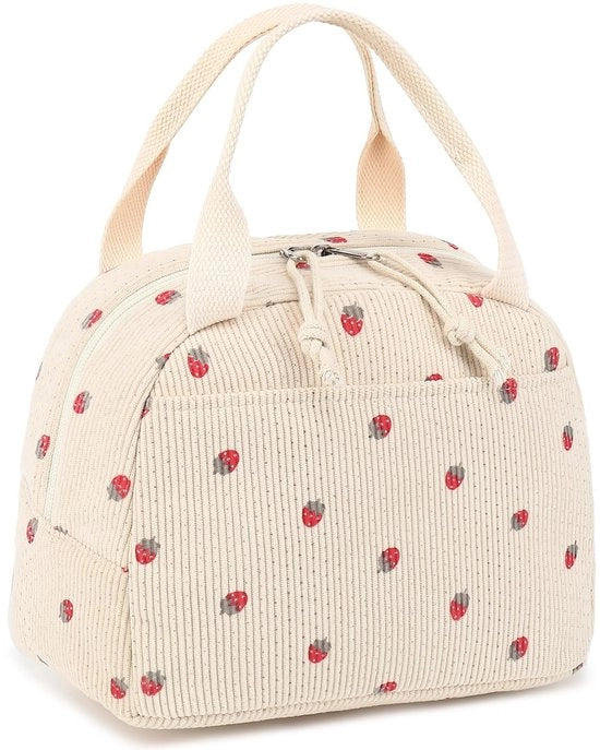 Borsa da Picnic per Uomo e Donna, Flessibile con Cinturino a Spalla, Impermeabile, per Lavoro, Scuola, Picnic, Spiaggia (Rosa Beige)
