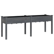 Fioriera rialzata per piante fiori terrazza giardino con rivestimento 203 x 53 x 76 cm legno massello di abete grigio 02_0038128