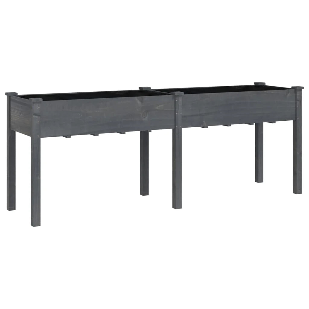 Fioriera rialzata per piante fiori terrazza giardino con rivestimento 203 x 53 x 76 cm legno massello di abete grigio 02_0038128