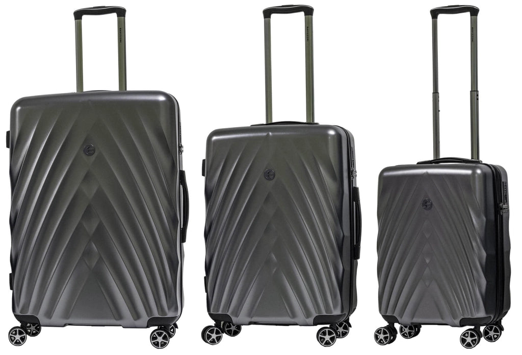 Set 3 Valigie Trolley Rigide in PET 4 Ruote TSA Ravizzoni Diamante Grigie