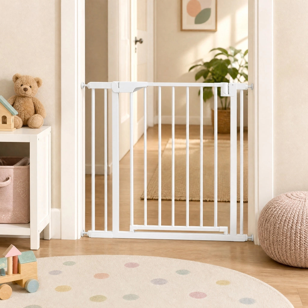 Cancello di sicurezza 73x5.5x82 cm con chiusura automatica in acciaio al carbonio bianco