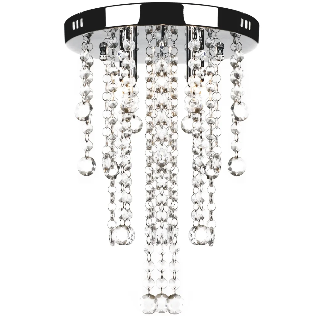 Elegante lampada da soffitto decorata con cristalli 24,8 x 34,5 cm stile moderno per uso domestico metallo bianco 02_0046249