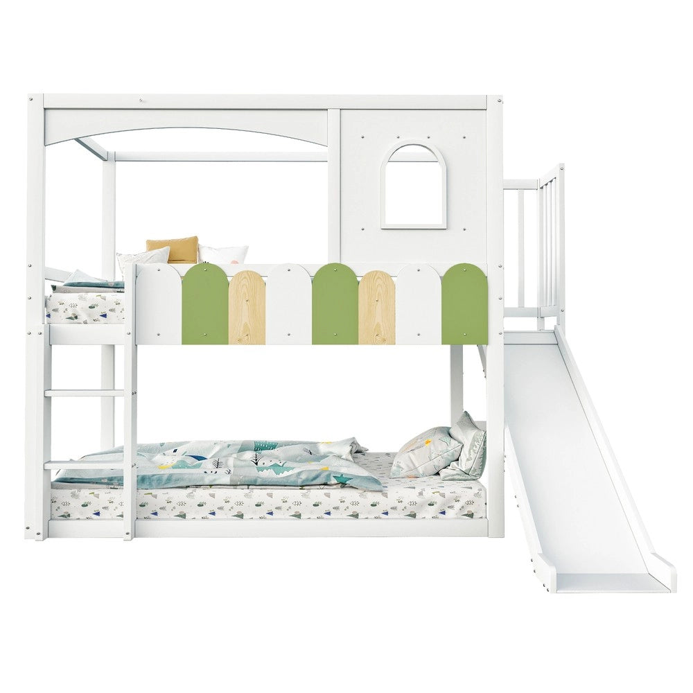 Letto a Soppalco per Bambini con Scivolo e Scala ¨C MINIMAL ¨C Bianco, 90x200