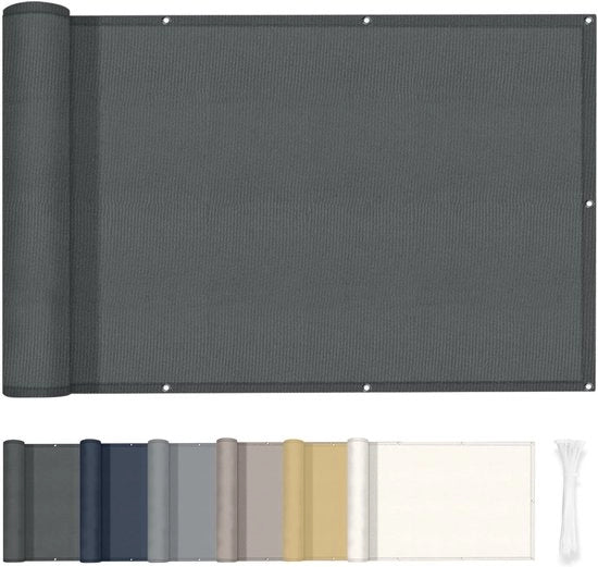 Schermo per balcone in poliestere – 90 x 500 cm – Protezione dalla privacy, vento e sole – Anthracite – Divisione per balcone e pannellatura