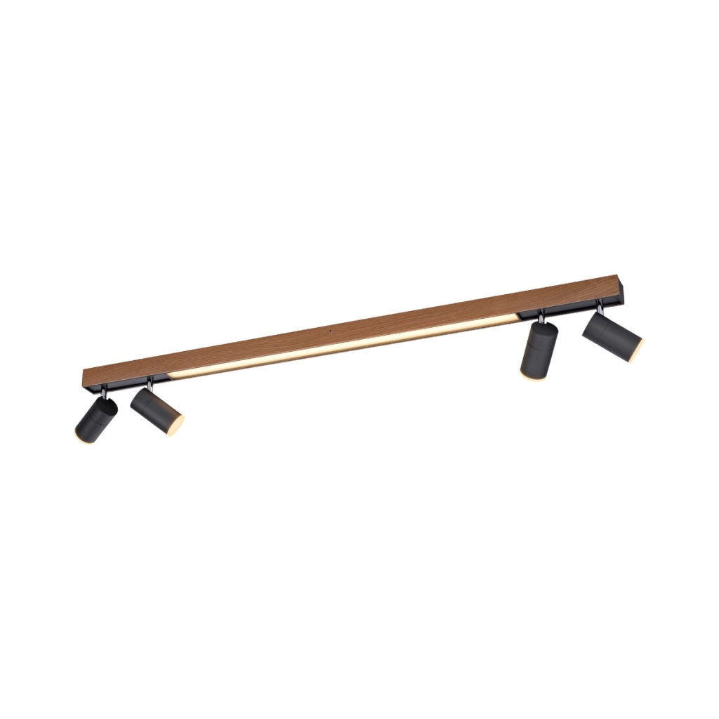 Plafoniera barra legno/nero 5 spot LED 25W Paul Neuhaus