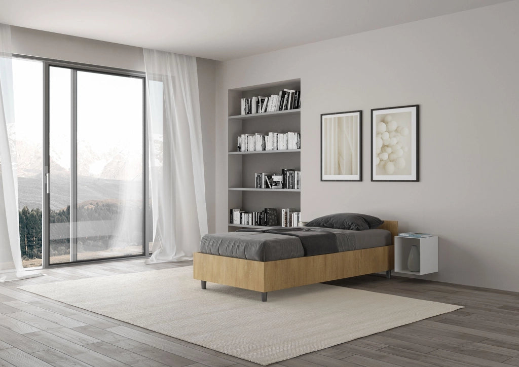 Letto singolo senza rete 80x190 noce Nuamo