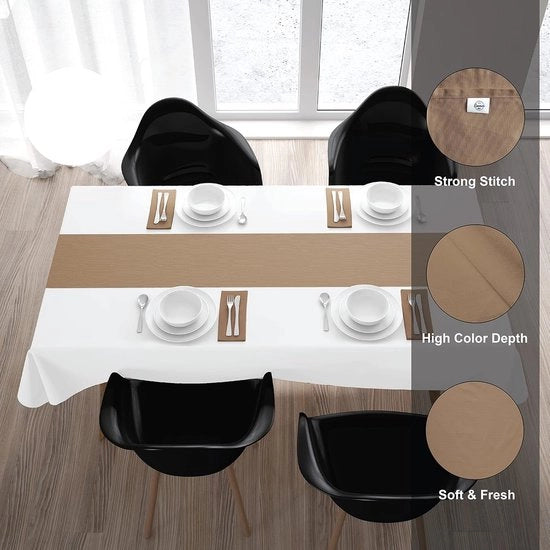 Asciugamano per tavola per 6 persone - Beige - Grande 40 x 150 cm - 100% Cotone