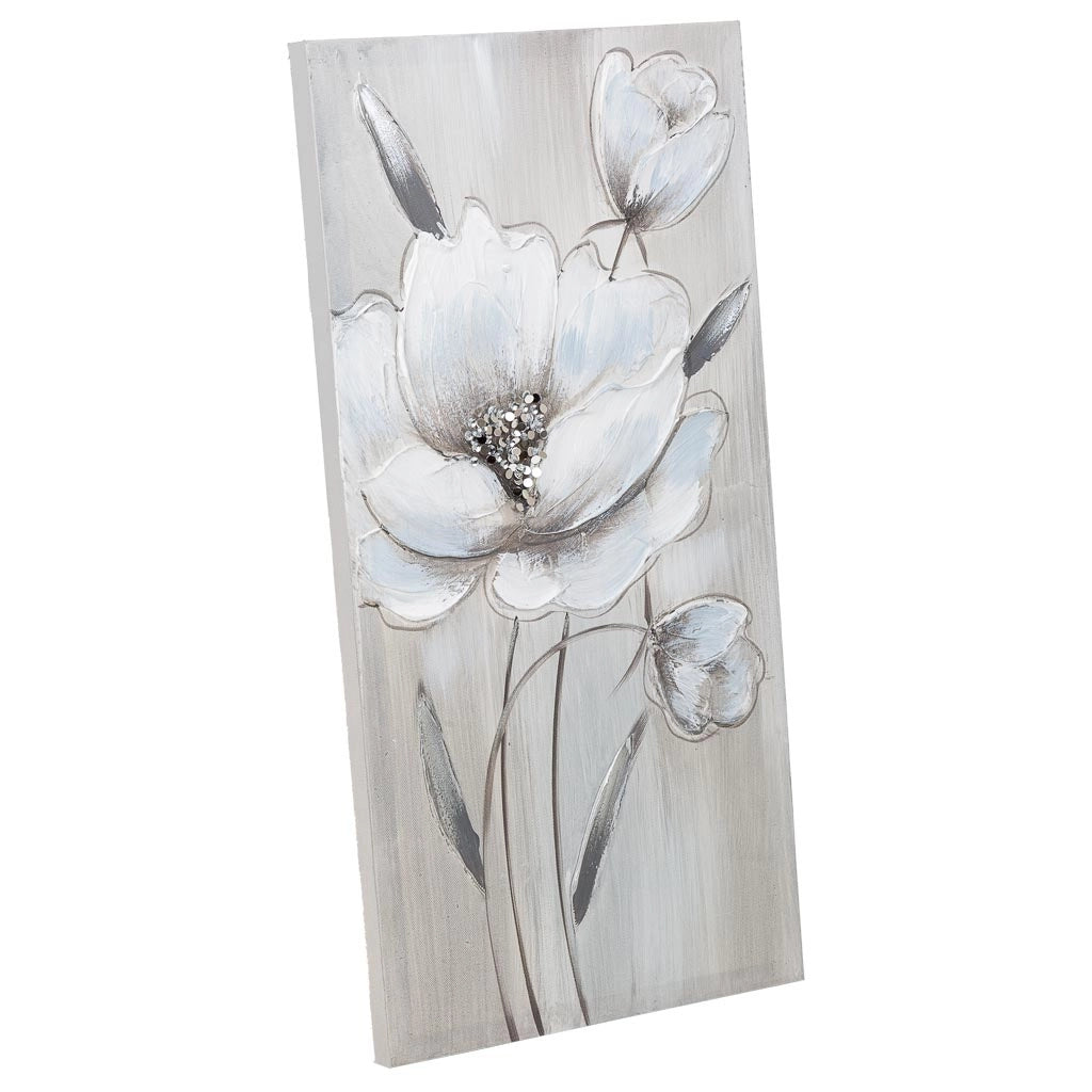 Quadro dipinto a mano con rilievo grigio 30x60x2,5h