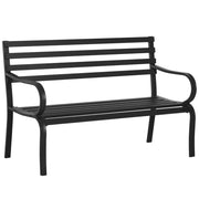 Easycomfort Panchina da Esterno in Metallo Impermeabile Nero, Panca da Giardino a due Posti, 127 x 62 x 82cm - Max 240kg