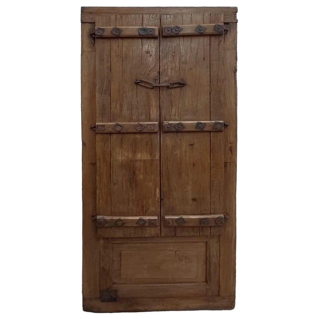 Finestra in legno con finitura artigianale marrone, 78x10x169h cm