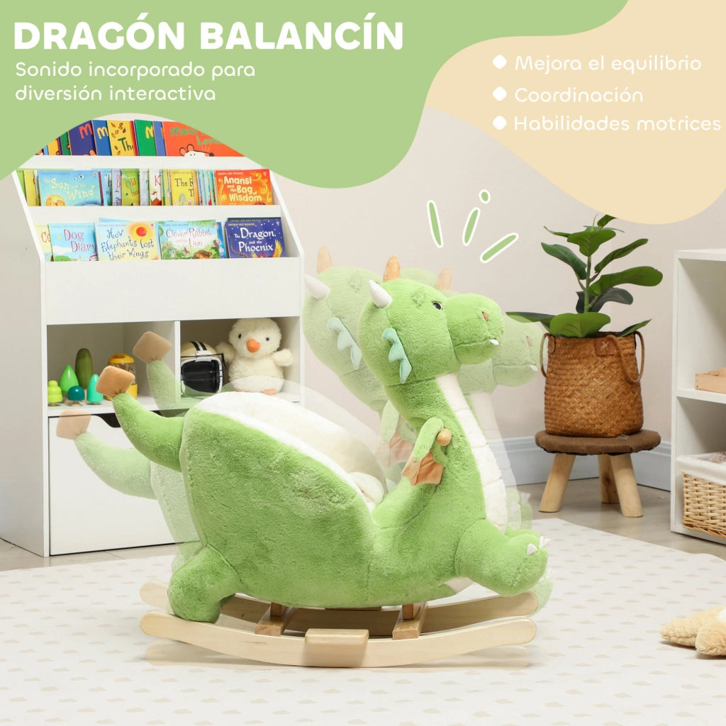 Cavallo a Dondolo per Bambini ¨C Minimal ¨C Verde con Base in Legno e Suono