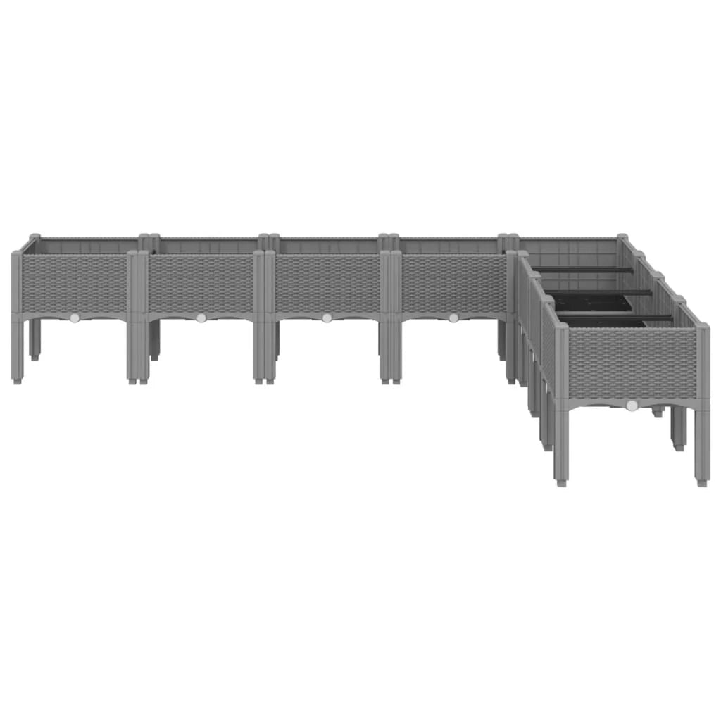 Fioriera rialzata per piante fiori e terrazze con gambe grigio chiaro 200 x 160 x 42 cm PP grigio 02_0038175