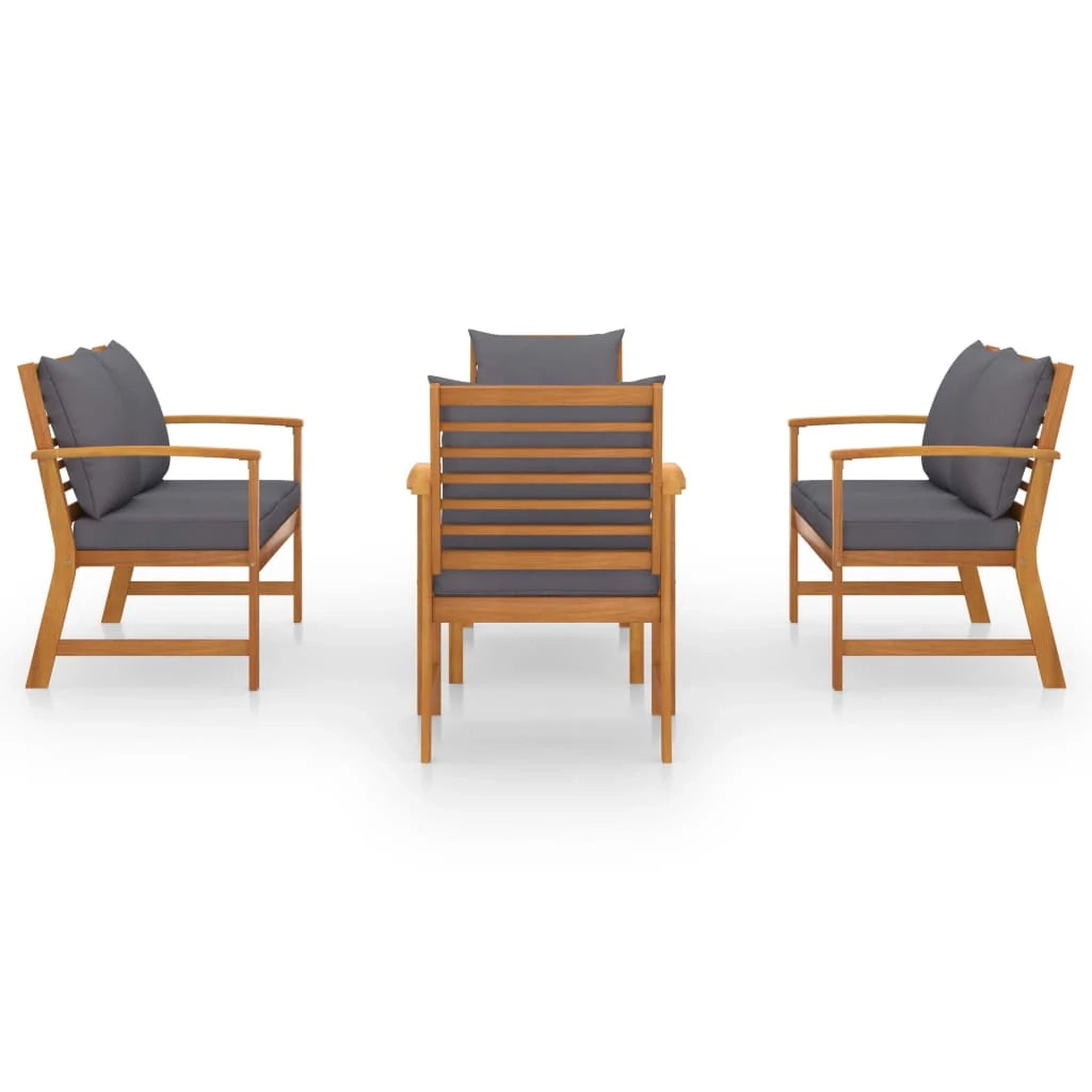 Set di mobili da giardino mobili da esterno 5 pezzi con cuscini legno massello di acacia 02_0016291