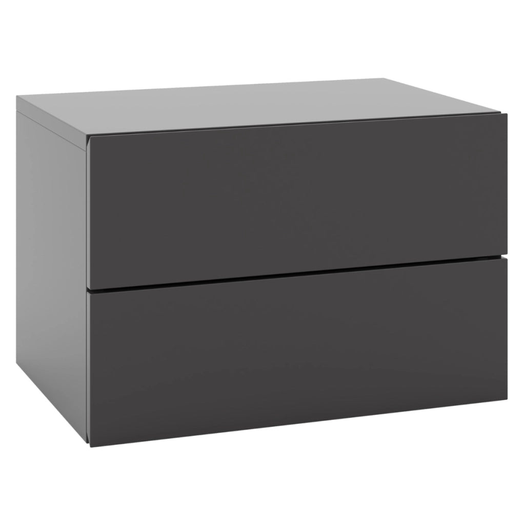 Comodino con cassetti (set da 2), Tavolino da letto da parete con spazio contenitivo Grigio