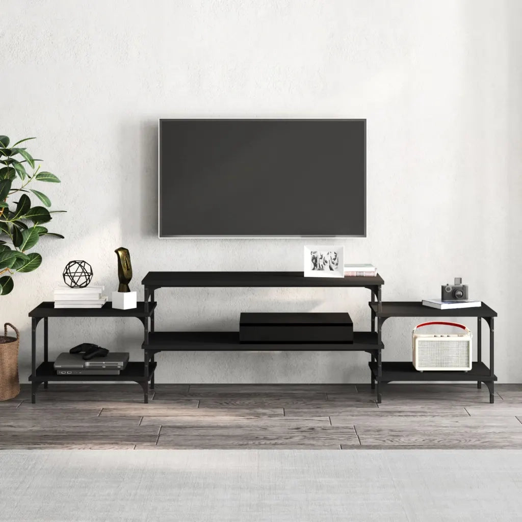Mobile Porta TV-Mobile per TV-Credenza TV Nero 197x35x52 cm in Legno Multistrato