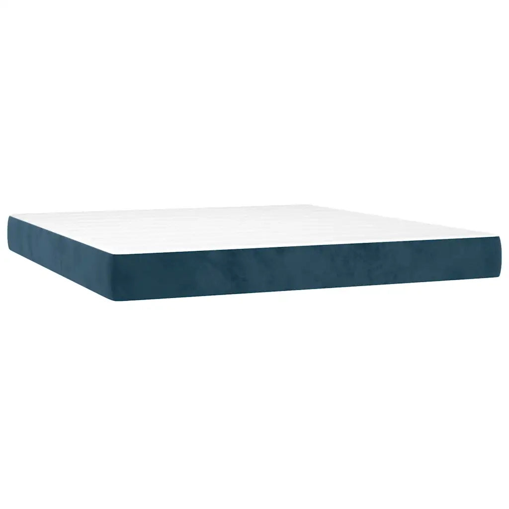 Giroletto a Molle con Materasso Blu Scuro 160x200 cm in Velluto 3132751