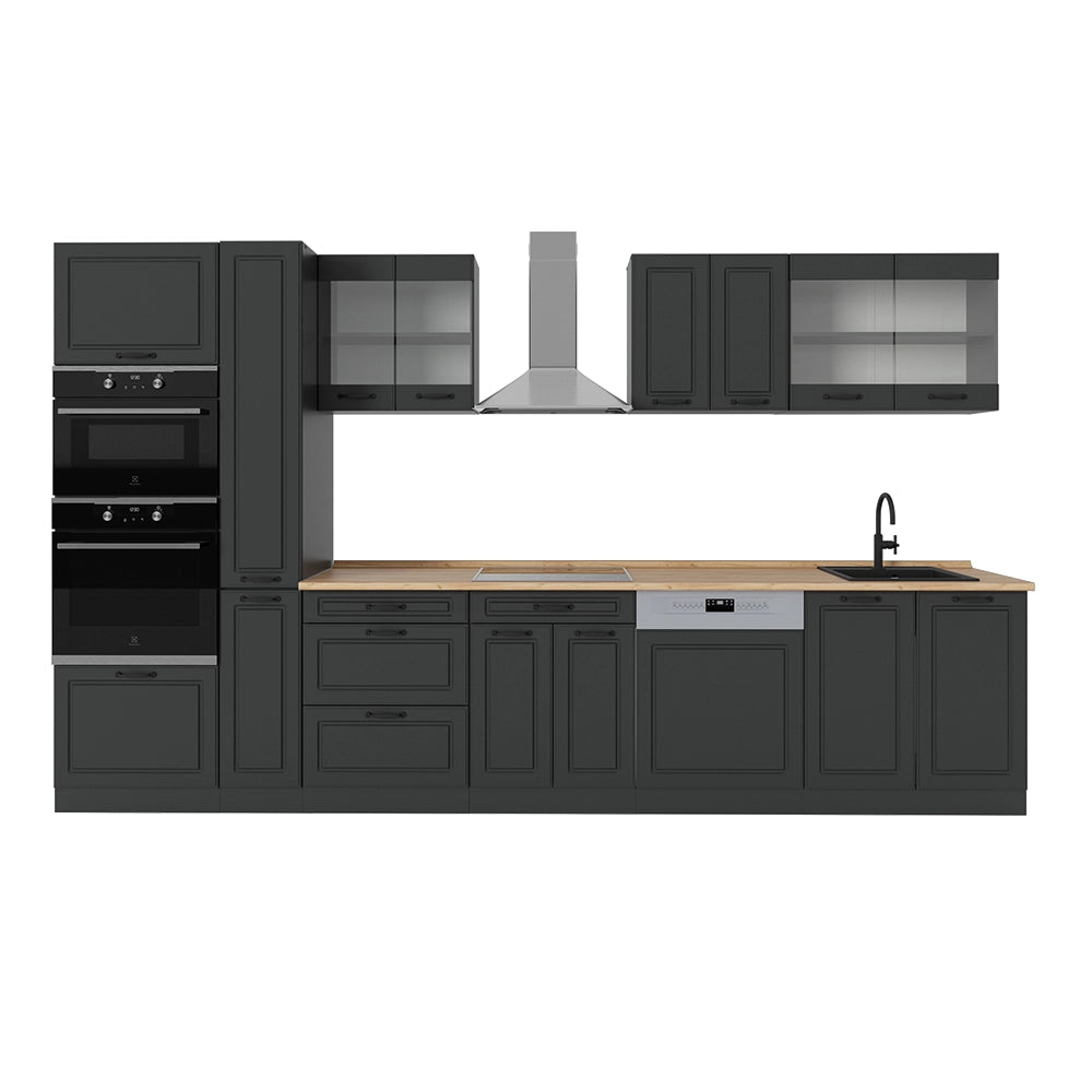 Vicco Cucina completa  Casa di campagna antracite/antracite 350 cm , PL Rovere