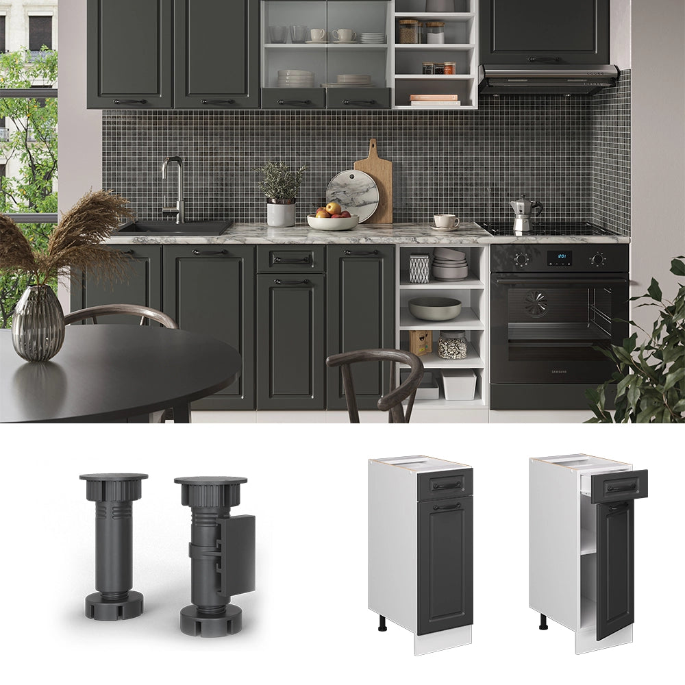 Vicco Mobiletto base per cucina Antracite casa di campagna 30 cm PL Marmo
