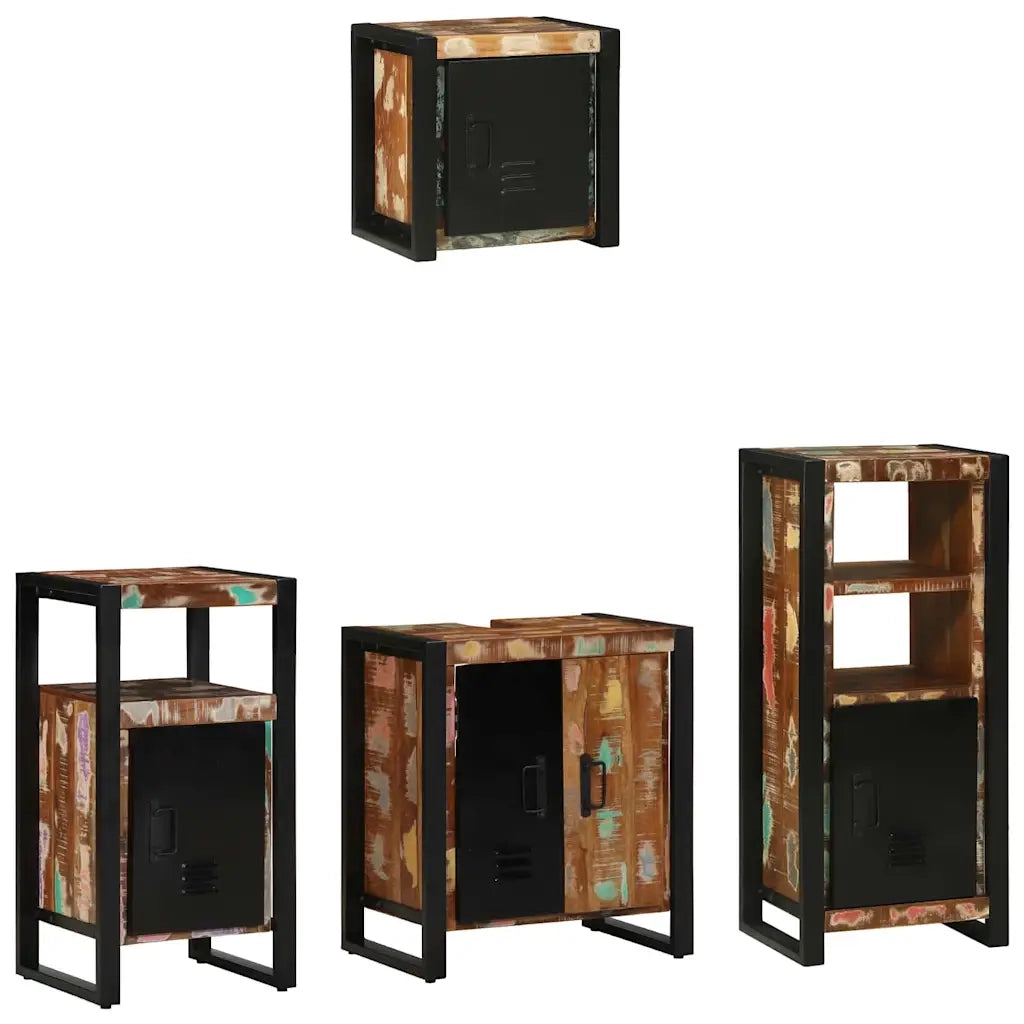 vidaXL Set di mobili per il bagno 4 pcs Legno massello riciclato