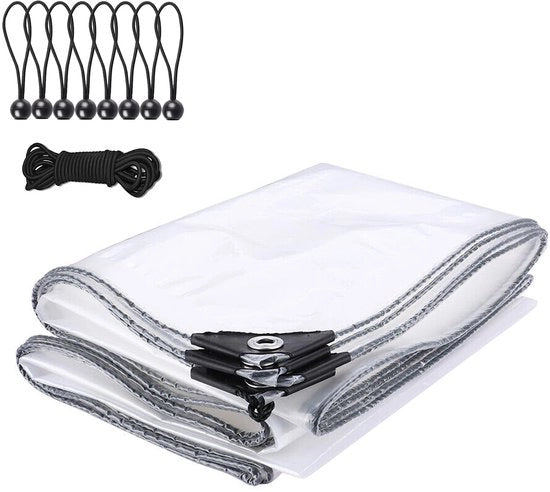 Telaio per ombrellone 2x2 m - trasparente - impermeabile - resistente ai graffi - pieghevole - per arredamento esterno - materiale PE di alta qualità - copertura per ombrellone