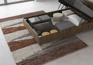 Letto 1 Piazza e Mezzo 120x190 cm con Rete e Contenitore Demas Testata Inclinata Noce