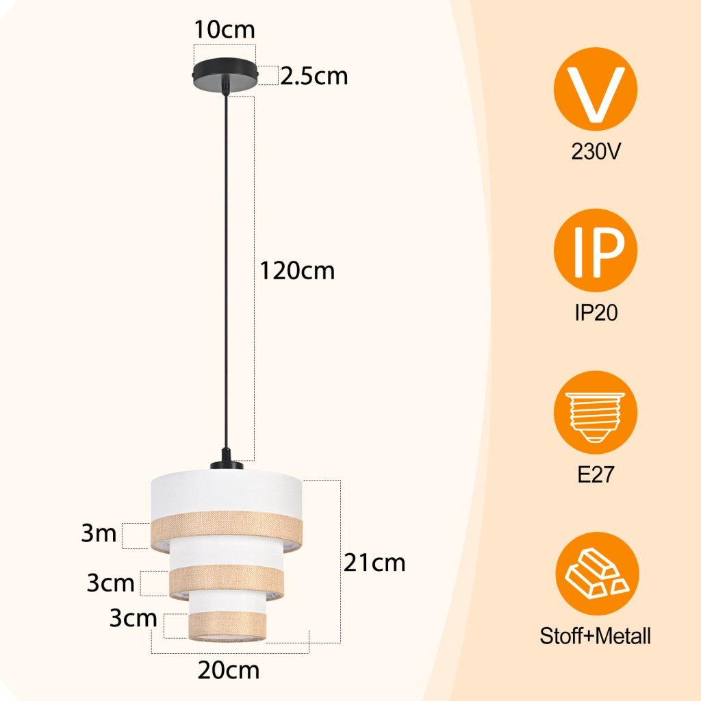 Lampada a sospensione ZMH vintage E27 per sala da pranzo (lampadina non inclusa)