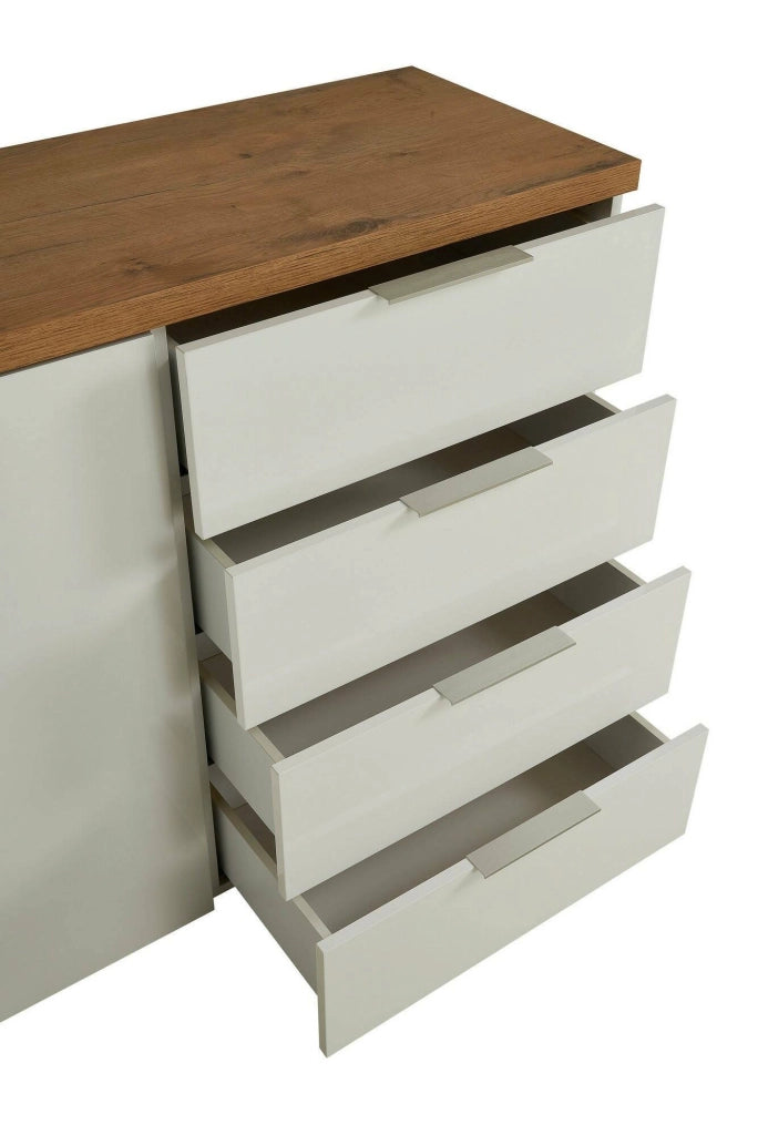 Madia Bagwis, Credenza 2 Ripiani Made in Italy, 120x43x89h cm Bianco Lucido