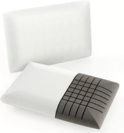 Set di 2 Cuscini Letto, Cuscini Letto Coppia in Schiuma di Memoria al Carbone di Bambù, con Taglio 3D per Flusso d'Aria, Morbida e Traspirante, 60x40x13 cm