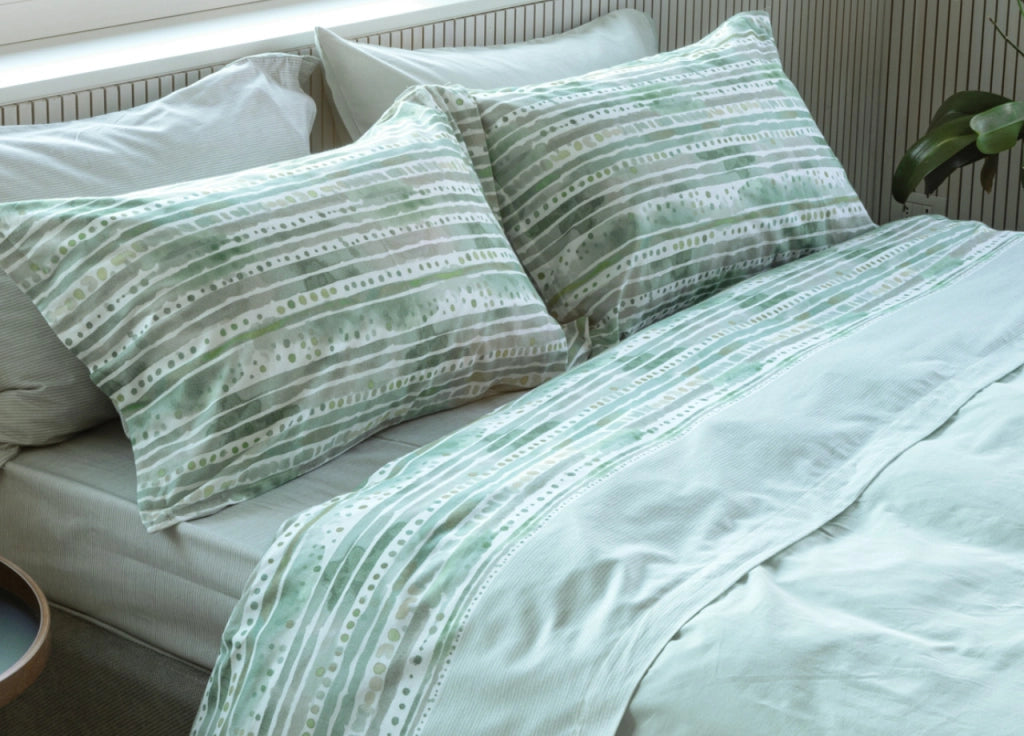 Completo Lenzuola Letto In Flanella 100% Puro Cotone Modello Bormio Dis. 2506 - 2 Piazze Matrimoniale - Verde 2506