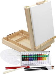 Tavolino per dipinti con sedia da dipinto 21-seggi - set di pennelli a pennello - supporto per pennelli - 24x30cm - palette per dipinti - carrello da dipinto