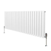 Radiatore a colonna ovale e valvole cromate TRV Designer bianco 600 mm x 1440mm