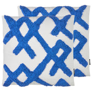 Set di 2 cuscini decorativi in cotone blu e bianco con motivo geometrico 45 x 45 cm Coperta rimovibile Accessori moderni per la camera da letto Soggiorno