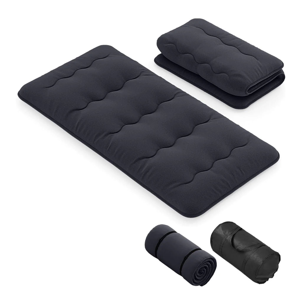 Materasso futon portatile 90 x 200 cm pieghevole con fodera lavabile design giapponese microfibra nera 20_0018703