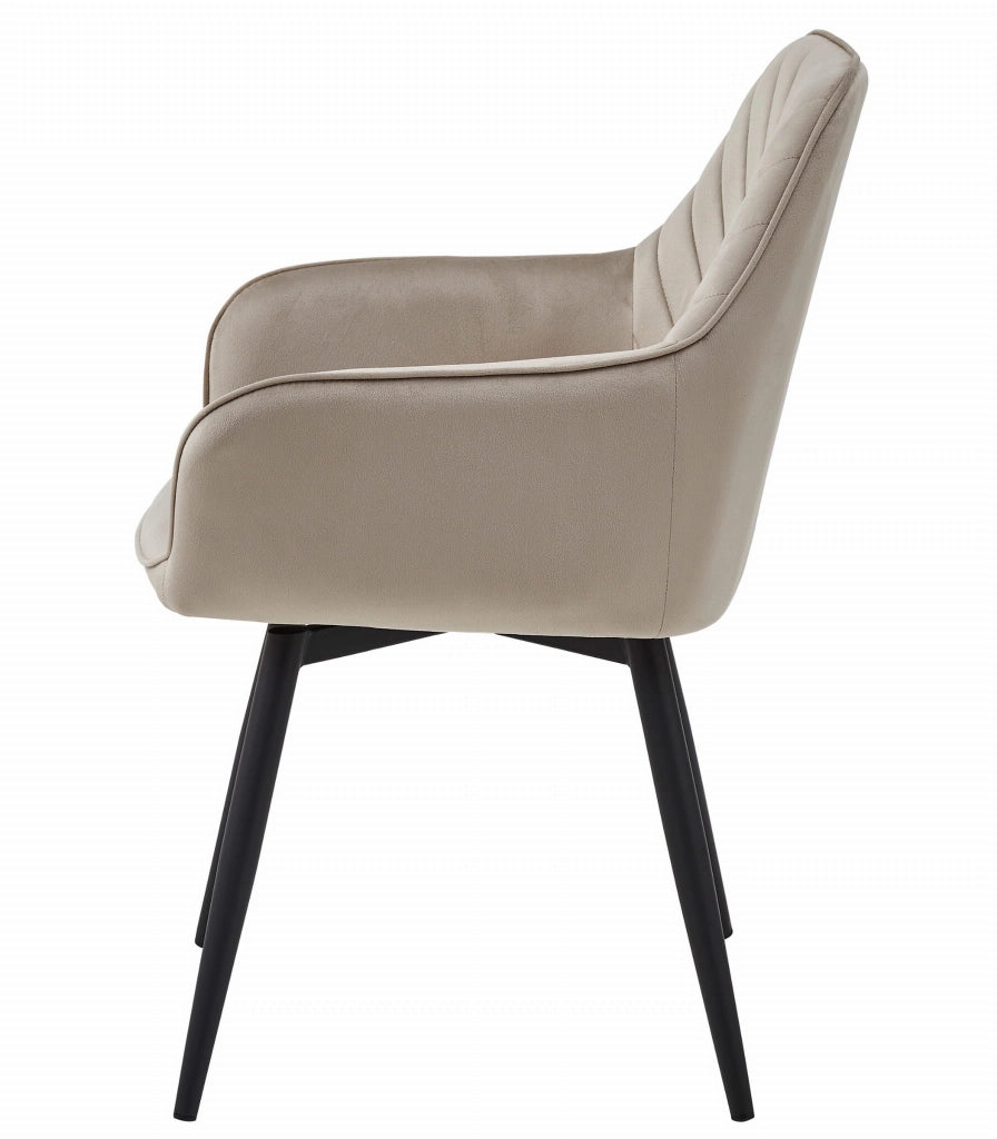 VALORA NANA360 Sedia girevole in velluto beige scuro per soggiorno, cucina, sala da pranzo