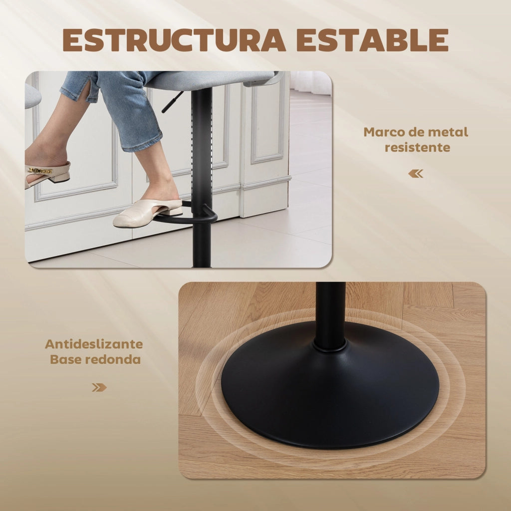 Sgabelli da Bar Girevoli 360¡ã Regolabili in Altezza 84-105 cm ¨C Xylo ¨C Grigio con Schienale