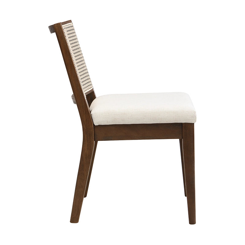 Sedie da Pranzo in Legno Massello con Schienale in Rattan ¨C MINIMAL ¨C Noce, Set 6 Pezzi