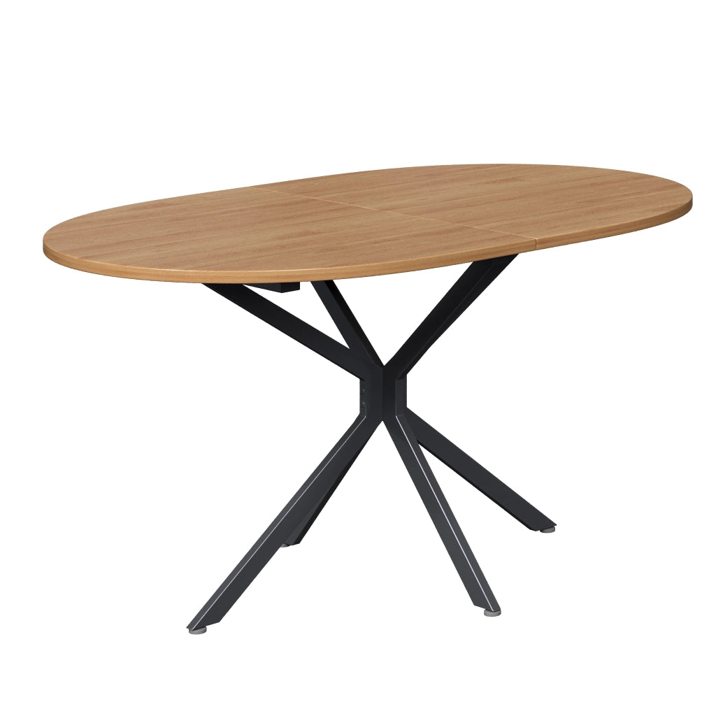 Tavolo da pranzo moderno in MDF colore naturale, per 4-6 persone, struttura stabile con gambe incrociate
