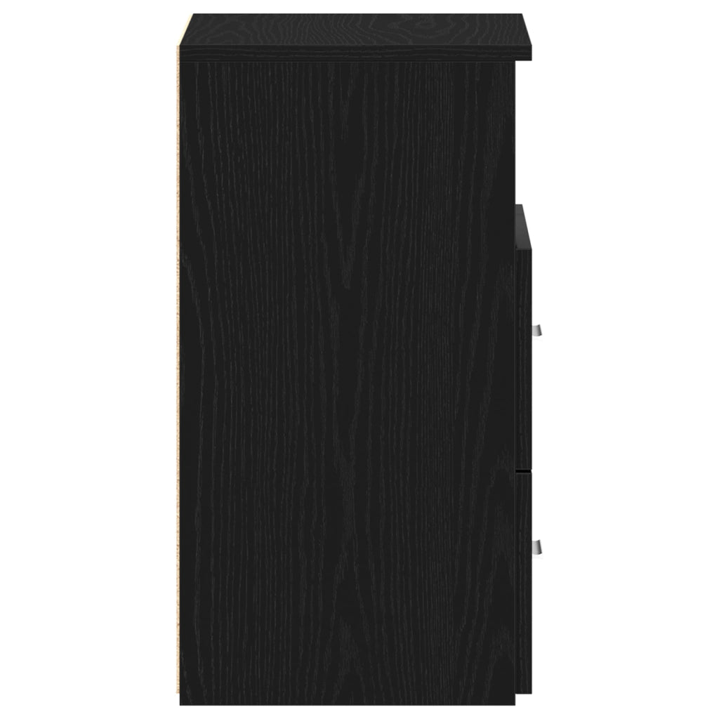 Comodini 2 pz Nero Rovere 50x32x60cm Legno ingegnerizzato