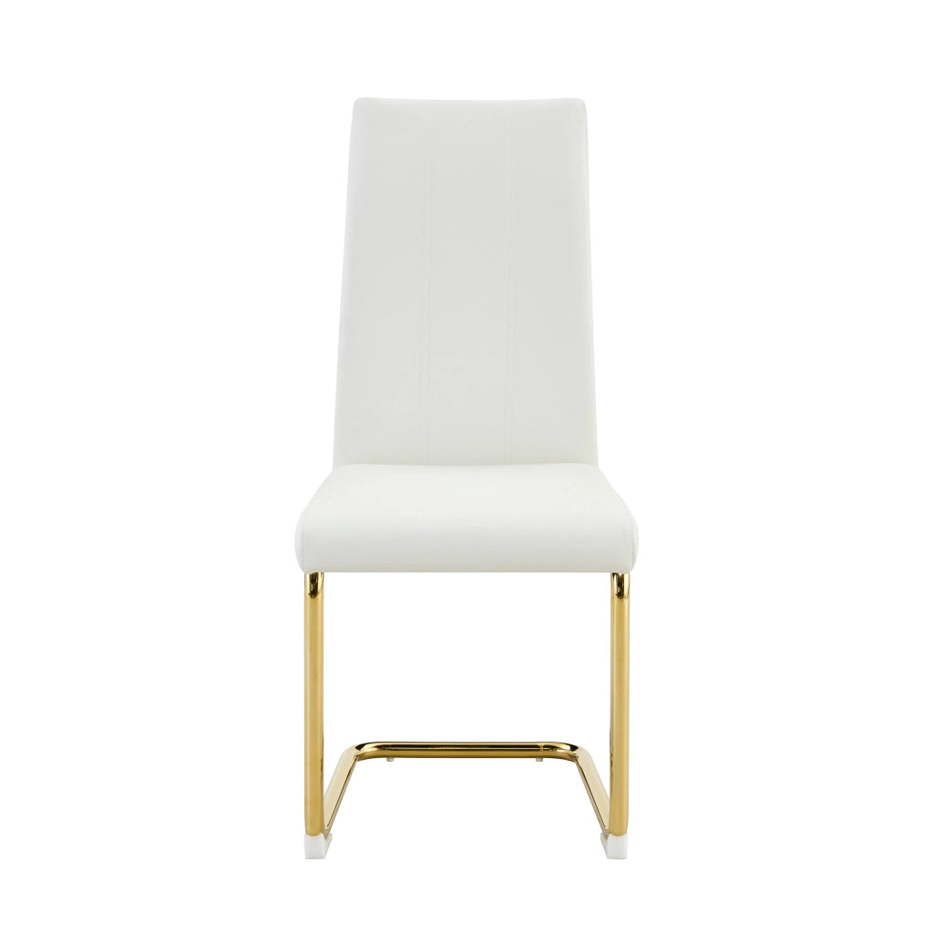 Sedia da Pranzo in Ecopelle ¨C MINIMAL ¨C Bianca, Struttura Metallo Oro