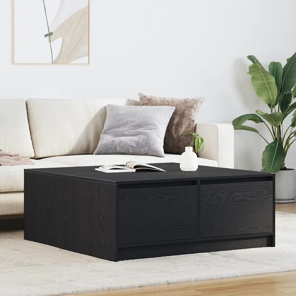 Tavolino da Salotto con Cassetti Rovere Nero 100x100x40 cm 3328400